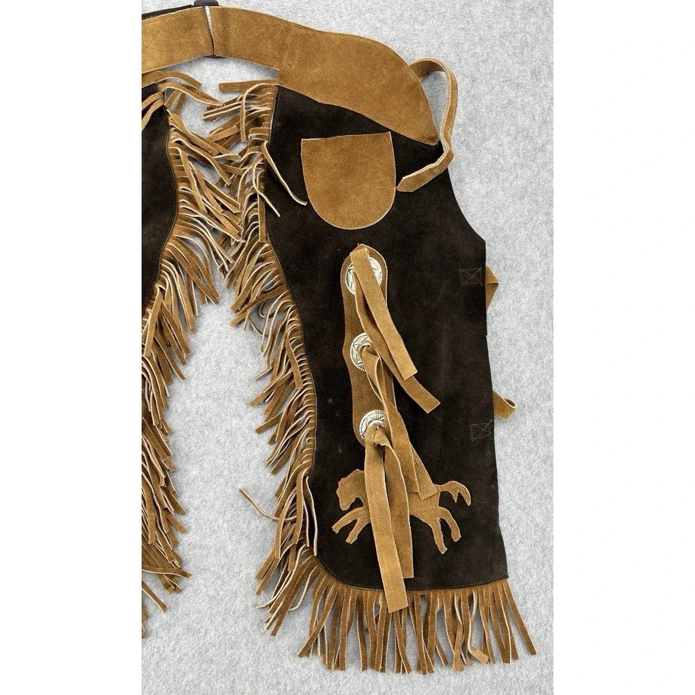 Equi-Grip Youth‎ Western Show Chaps Fringe Horse Concho Brown Small